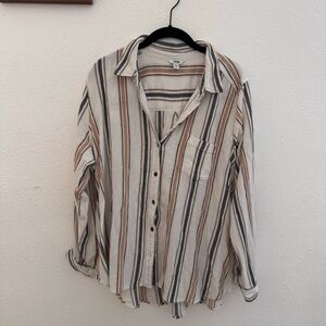 Sonoma Cream and Black Striped Button Down Shirt